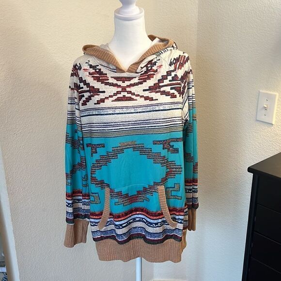 MISSLOOK Aztec Print Long Sleeve Hoodie - Size L - Picture 3 of 7